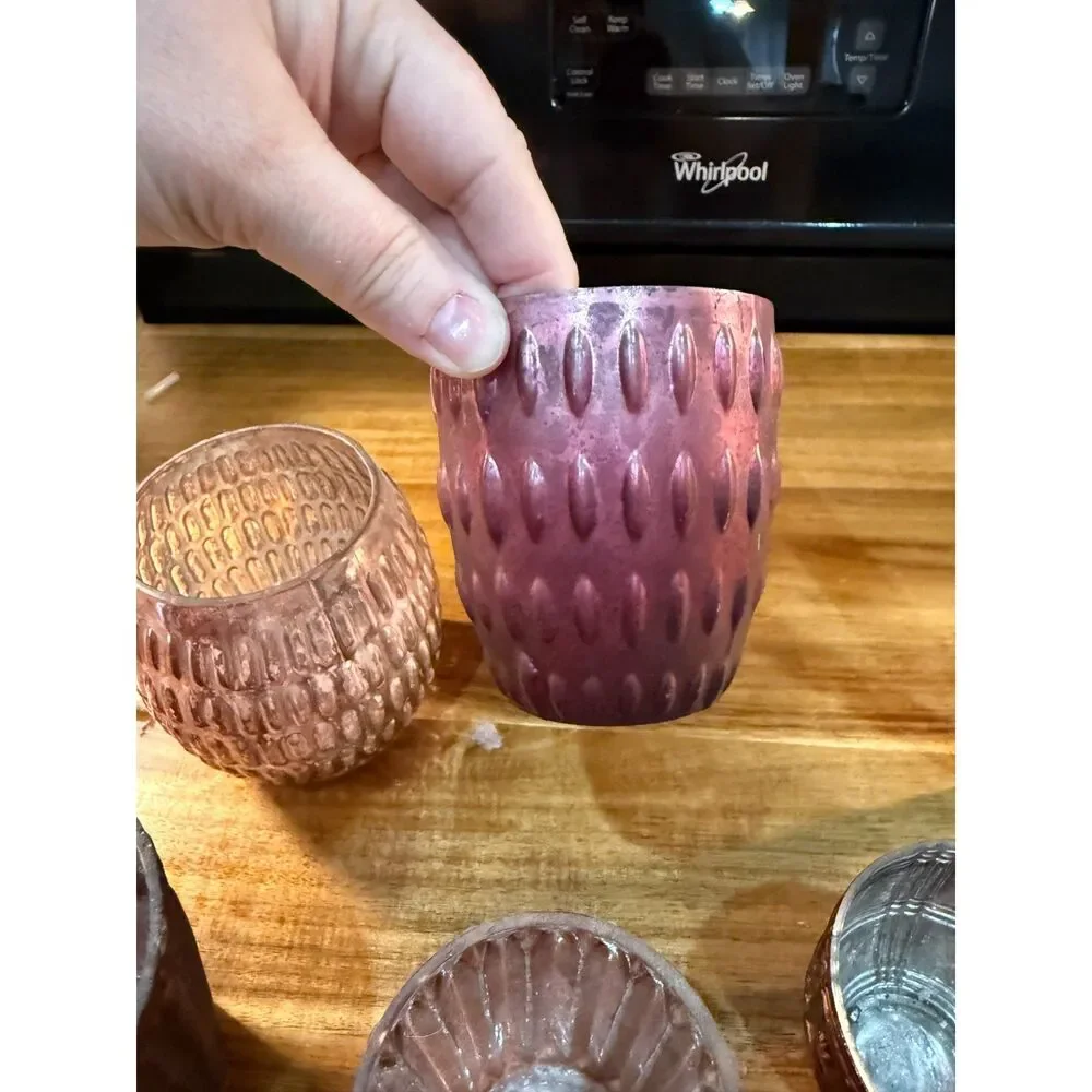 Pottery Barn Mercury Glass Votive Candle Holder Set of 5 Blush Patina Decor